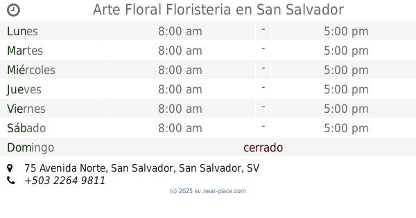 ? Floristeria Monet San Salvador horarios, tel. +503 2264 2788